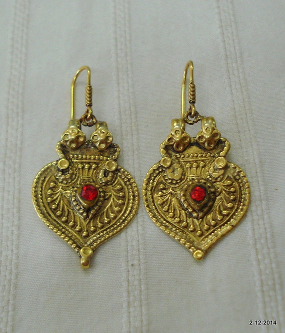 vintage antique 20kt gold earrings traditional be… - image 1