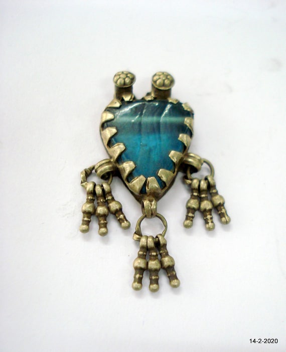 Pendentif Cruciforme En Argent Sterling Et Pierre Verte - Années 1970 - Vintage