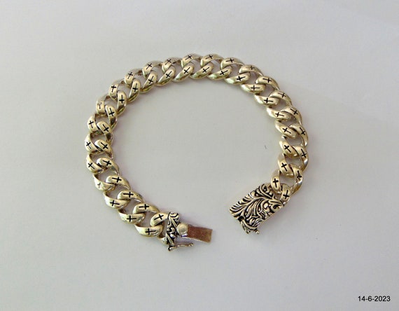 925 sterling silver chain link bracelet bangle hallmarked handmade jewellery