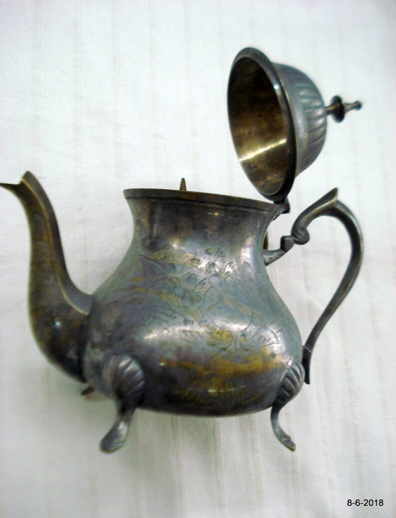 Antique Old Collectible Metal Tea Pot Set and Service With Cup Etsy
