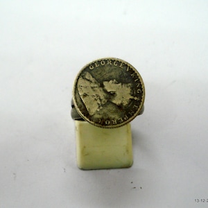 vintage antiguo tribal antiguo anillo de plata anillo de moneda Británico India Coin
