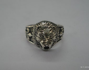 Ethnic Sterling Silver Ring Lion Ring Handmade Silver Ring