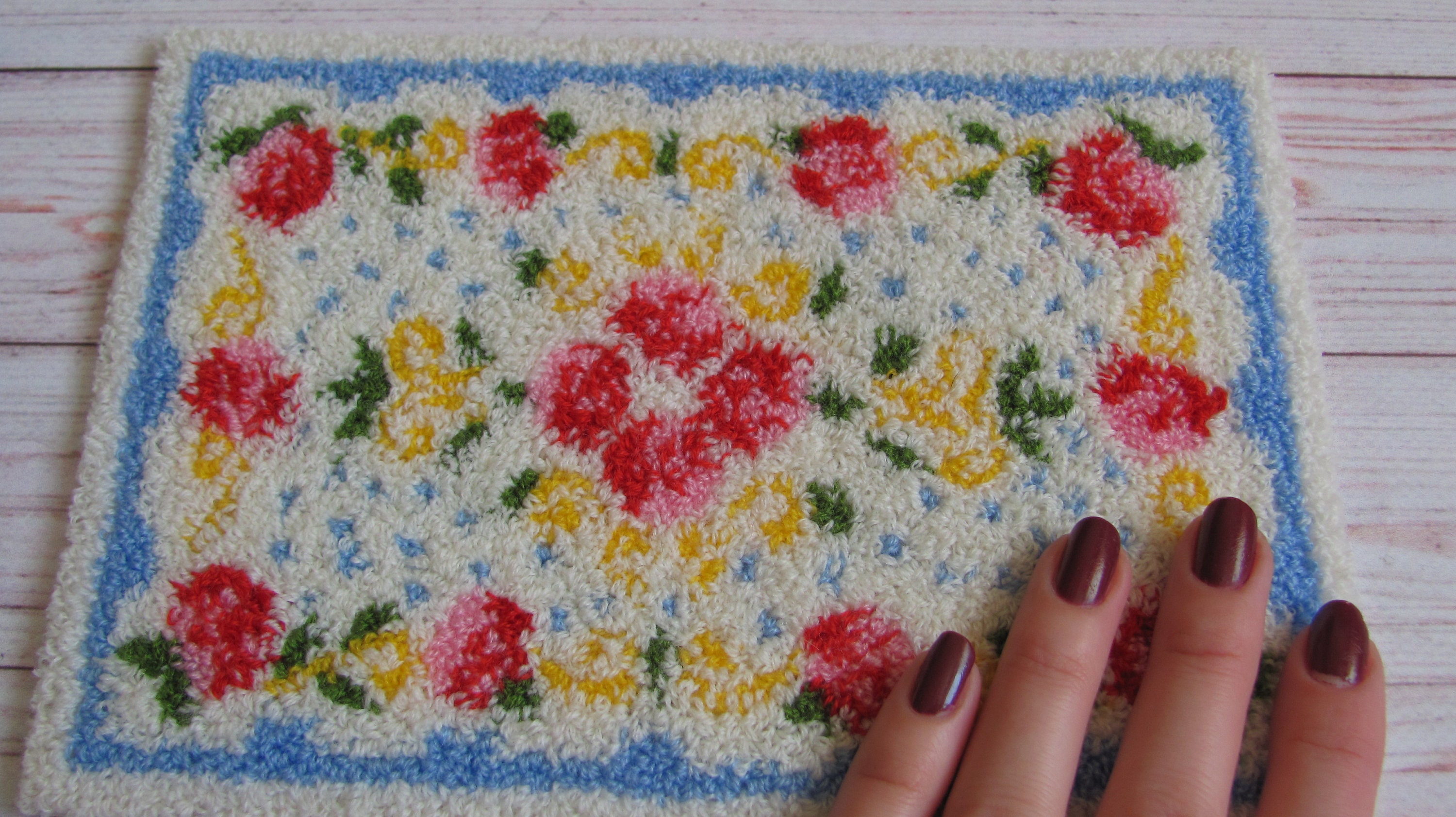 Mini Rug/carpet Handmade Punch Needle Etsy