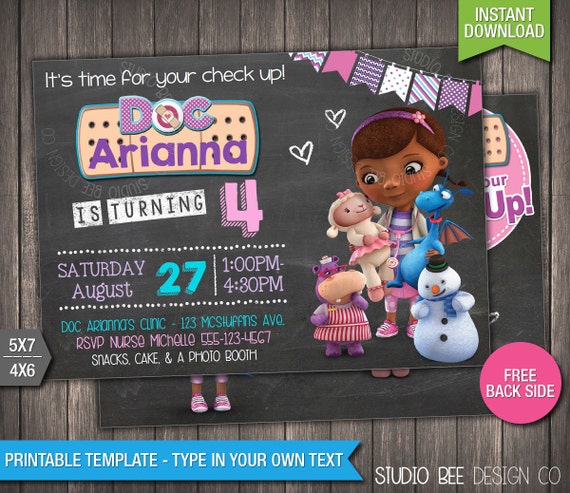 Doc Mcstuffins Invitation Instant Download Printable Etsy