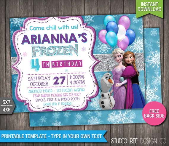 frozen invitation 50 off instant download printable etsy frozen invitation