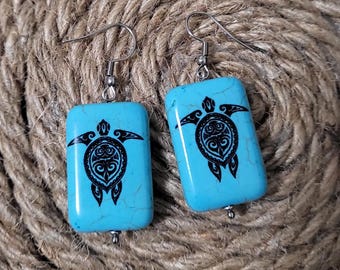 Turquoise turtle earrings