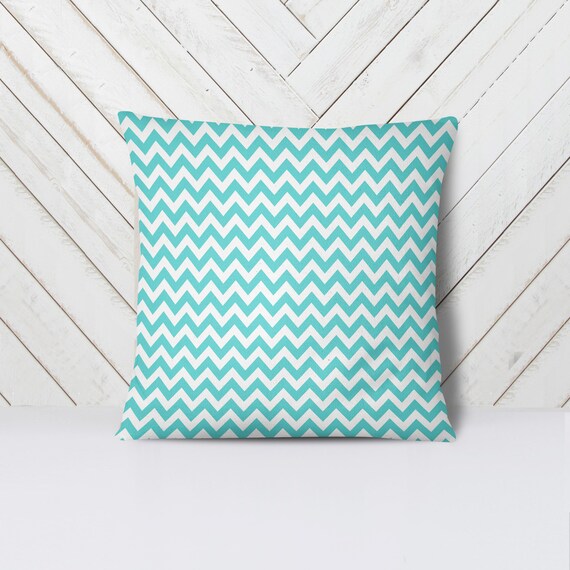 Teal Chevron Pillow Covers Cotton Pillow Covers Farmhouse Etsy