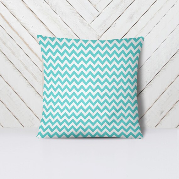 Teal Chevron Pillow Covers Cotton Pillow Covers Farmhouse Etsy