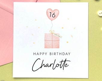 Personalised Any Age Birthday Card for Her | For Friend, Auntie, Sister, Daughter, Granddaughter, Niece, Girl, Teenager | 16th, 18th, 21st