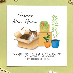 carte personnalisée pour nouvelle maison de <br> Profitez-en ! Nous venons d'emménager pour couple, amis, fille, petite-fille, maman, papa, parents, marron, gris argenté