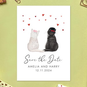 Cartes « Save the Date » personnalisées Choisissez les chats | Date de mariage, Jour, Prénoms, Avec enveloppes, Moderne, Spécial, Unique, Minimal, Retenez notre date