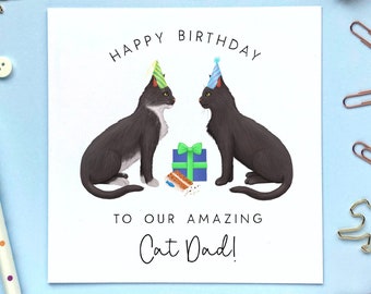 Personalised Choose the Cats Birthday Card from the Cats | For Cat Dad, Cat Daddy, Cat Parent, Cute, Funny, Him, Two Cats