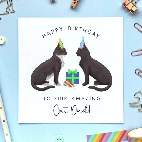 Personalised Choose the Cats Birthday Card from the Cats | For Cat Dad, Cat Daddy, Cat Parent, Cute, Funny, Him, Two Cats