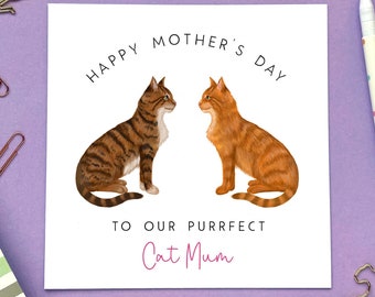 Personalised Choose Both Cats Mother's Day Card | From the Cats, For Cat Mum, Mom, Mam, Mummy, Mommy | Two Cats