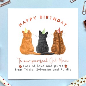 Carte d'anniversaire Choisissez les chats personnalisée pour maman chat | De la part des chats, pour femme, petite amie, maman, maman | Trois chats, 4 chats, 5 chatons