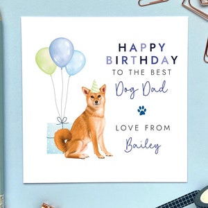 パーソナライズされた柴犬の誕生日カード（年齢不問） | 犬のお父さん、犬から、夫、ボーイフレンド、パートナー、婚約者、兄弟、友人、彼へ
