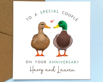 Personalised Duck Anniversary Card for Couple | Friends, Wedding Anniversary, 1st, Paper, To Both of You, Milestone, Family, Son, Daughter