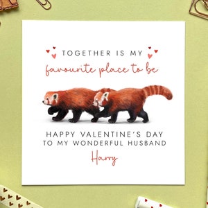 de Saint-Valentin personnalisée panda roux | Pour lui, elle, mari, femme, partenaire, fiancé, fiancée, petit ami, petite amie | Amusant, Mignon