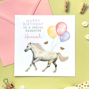 d'anniversaire personnalisée cheval pour fille de tout âge | Elle, sa fille, sa petite-fille, sa nièce, sa soeur, sa filleule | 5, 6, 7, 8, 9, 10