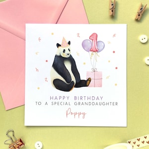 Personalisierte Panda Geburtstagskarte für jedes Alter | für Sie, Tochter, Nichte, Enkelin, Schwester, Mädchen, Cousin, Baby, Kinder | 1., 2., 3. Platz