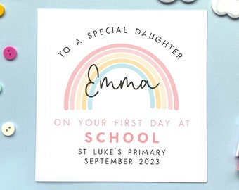 Personalised First Day At School Card for Girl | Daughter, Granddaughter, Niece, Sister, Primary, Nursery, Secondary, Great Granddaughter