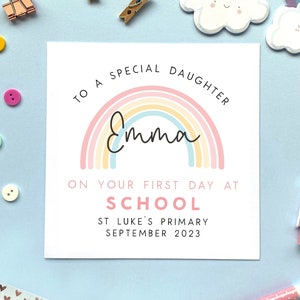 Personalised First Day At School Card for Girl | Daughter, Granddaughter, Niece, Sister, Primary, Nursery, Secondary, Great Granddaughter