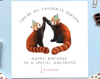 Personalised Red Pandas Birthday Card for Her | Girlfriend, Fiancée, Wife, Partner, Sister, Daughter, Girl | 21st, 25th, 30th, 40th, 50th