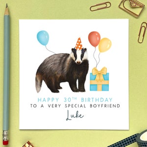 Personalised Any Age Badger Birthday Card | For Dad, Him, Grandad, Grandpa, Husband, Brother, Uncle, Friend, Son, Grandson