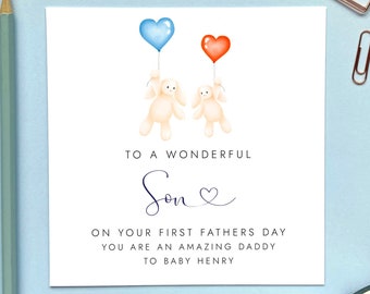 Personalised First Father's Day Card | For Son, Husband, Son in Law, As a Daddy | 1st Fathers Day Card as Dad, Dada, From Baby
