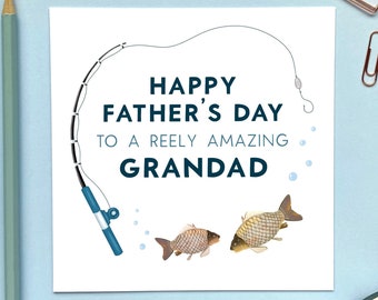 Personalised Fishing Fathers Day Card | For a special Dad, Grandad, Grandpa, Great Grandfather, Fish, Fisherman, Funny, Handmade, UK