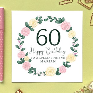 Carte d'anniversaire personnalisée pour ami | Pour elle, amis spéciaux, dame, voisin | 40e, 50e, 60e, 70e, 80e, 90e, 100e - Tout âge