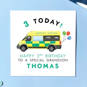 3e anniversaire d'ambulance personnalisée | Pour garçon, fils, petit-fils, frère, neveu, enfants, enfant, bébé, enfants | Trois, troisième, 3