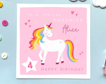 Happy 4th Birthday Granddaughter Unicorn Personalised Unicorn 4Th Birthday Card For Girl Daughter - Etsy