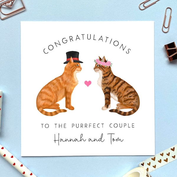 Personnalisé Choisissez les chats Mr & Mrs Wedding Card | Je viens de me marier, Félicitations, pour couple, amis, fille, gendre, famille
