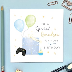 Carte d'anniversaire personnalisée pour tout âge pour lui | Pour fils, petit-fils, neveu, frère, garçon, adolescent | 13, 16, 18, 21, 30 | Joueur