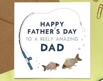 Personalised Fishing Fathers Day Card | For a special Dad, Grandad, Grandpa, Great Grandfather, Fish, Fisherman, Funny, Handmade, UK