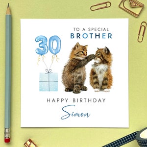 Carte d'anniversaire personnalisée avec chats de tout âge pour frère | Lui, homme, grand, petit, fils, petit-fils, adolescent, garçon, 10e 13e 16e 18e 21e 30e