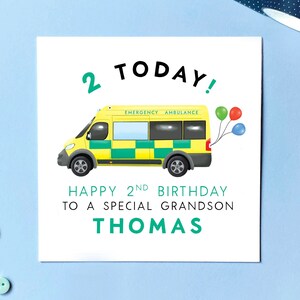 2e anniversaire d'ambulance personnalisée | Pour garçon, fils, petit-fils, frère, neveu, enfants, enfant, bébé, enfants | Deux, deuxième, 2