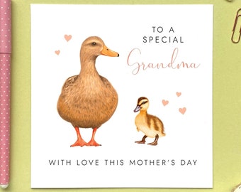 Personalised Ducks Mother's Day Card | For a special Grandma, Granny, Gran, Nanny, Nana, Nanna, Nan, Grandmother | Grandson, Granddaughter