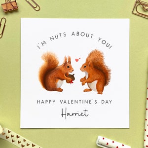 Personalised Red Squirrel Valentine's Day Card | For Him, Her, Husband, Wife, Partner, Fiancé, Fiancée, Boyfriend, Girlfriend, Cute, Funny