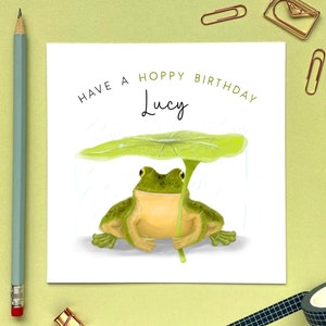 Personalised Frog Birthday Card | For Her, Him, Daughter, Granddaughter, Niece, Nephew, Grandson, Kids, Children, Sister, Brother, Boy, Girl