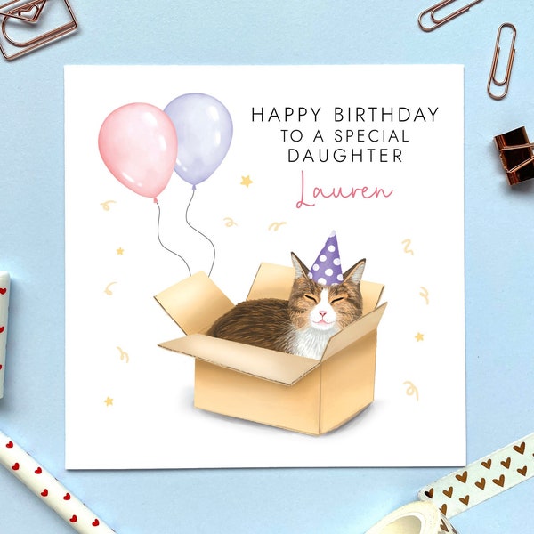 Personalizado Elija la tarjeta de cumpleaños del gato / Para ella, hija, nieta, sobrina, niña, hermana, amiga / 13 16 18 21 30 40