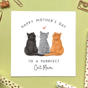 Personalised Choose the Cats Mother's Day Card From the Cats, For Cat Mum, Mom, Mam, Mummy, Mommy Three Cats image 1