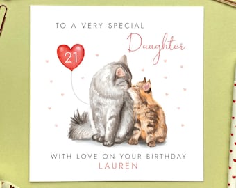 Personalised Cats Any Age Birthday Card for Daughter | For Her, Girl, Granddaughter, Niece, Sister, Cousin, In Law, 21st 30th 40th 50th 60th
