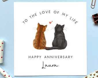 Personalised Choose the Cats Anniversary Card | For Husband, Wife, Partner, Fiancé, Fiancée, Boyfriend, Girlfriend | Cute, Her, Him