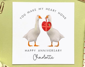 Personalised Goose Anniversary Card | Cute, Funny, For Him, Her, Boyfriend, Girlfriend, Fiance, Fiancee, Husband, Wife, Partner, 1st 2nd 3rd