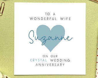 Personalised Crystal Wedding Anniversary Card for Partner | For Him, Her, Husband, Partner, Wife, 15th Anniversary, Fifteen Years Married