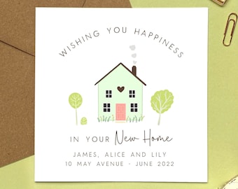 Personalised Happy New Home Card | Just Moved, For Couple, Friends, Son, Daughter, Grandson, Granddaughter | REF: NH003