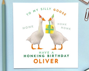 Personalised Goose Birthday Card | For Husband, Wife, Partner, Fiancé, Fiancée, Boyfriend, Girlfriend | Him, Her, Kids, Son, Daughter