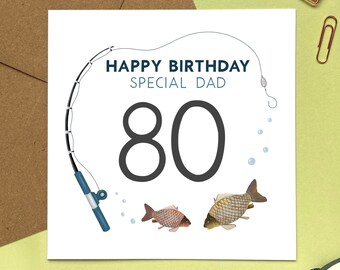 Personalised Fishing Birthday Card | For Him, Dad, Son, Grandson, Uncle, Grandad, Grandpa, Brother in Law | 30th 40th 50th 60th 70th 80th